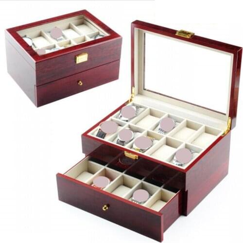 Luxury piano wood high gloss paint 20 digit 2-layer watch box wood jewelry collection display
