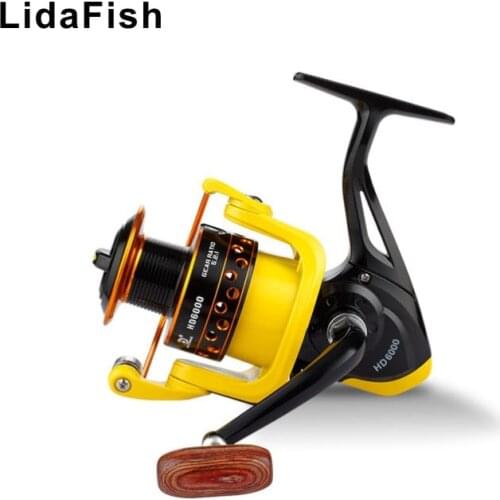 LidaFish Brand yellow HD1000-7000 series metal bearing two-color full metal wire cup spinning wheel fishing reel