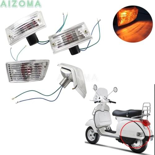 Clear Motorcycle Turn Signal Blinker 4pcs Front & Rear Bulbs Signal Lights For Vespa P PX VSX VNX and Stella