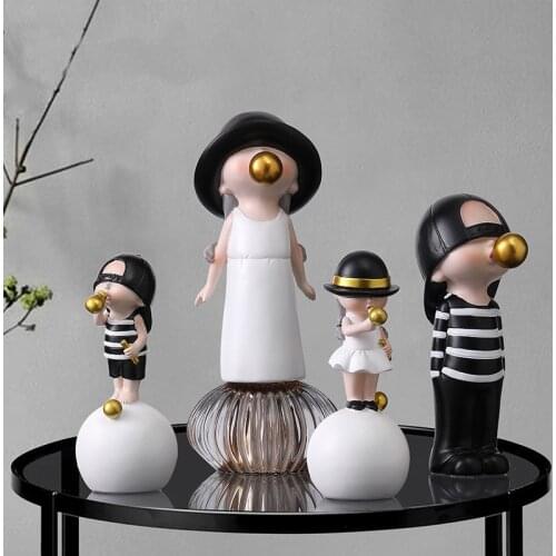 Nordic Bubble Boys Girls Statue Ornaments Cute Crafts Resin Living Room Bedroom Creative Desktop Home Decorations Ornaments Doll
