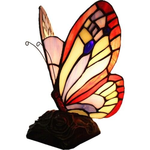 Modern Desk Lamp American Stained Glass Cartoon Butterfly Night Lighting Bedroom Childrens Room Bedside Cute Decor Table Light