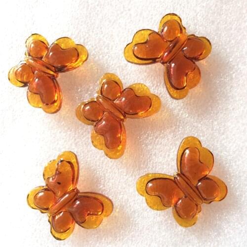 Free Shipping 50pcs/lot Hot sale 28*35mm Amber butterfly shape glass accessories for garland strand glass curtain Decoration
