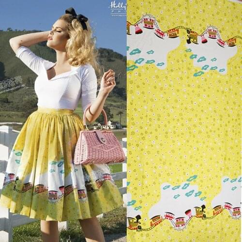 100%cotton sateen stretch small train printed fabric for sewing women clothing upholstery tissue wedding dress by 140cm width