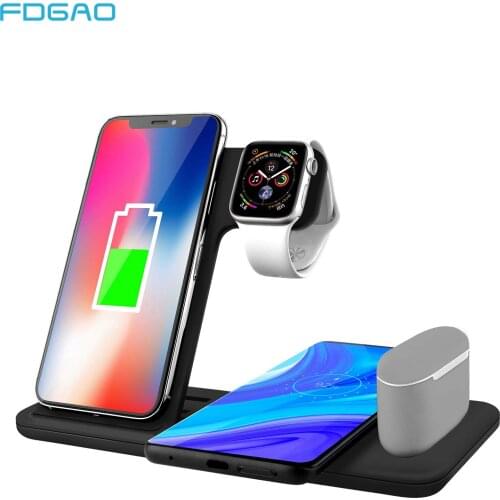 FDGAO 4 in 1 Charging Dock Station For Airpods Pro iPhone 12 11 XS XR X 8 Apple Watch 6 5 Samsung 15W Qi Wireless Charger Stand