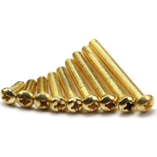 100pcs M4*6/8/10/12/16/20/25/3035/40mm Brass Cross Recessed Pan Head PM Screws Phillips Screws