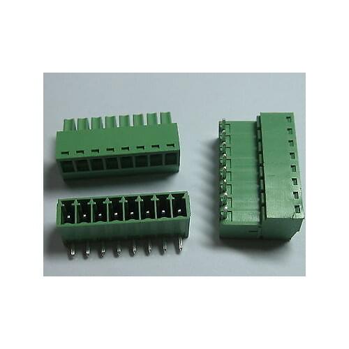 12 pcs Screw Terminal Block Connector 3.5mm Angle 8 pin/way Green Pluggable Type