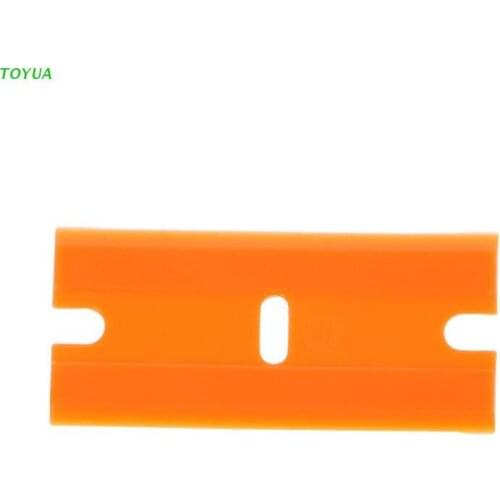 1XCC 10Pcs/Set Double-Edged Plastic Blades Replacement Scraper Window Car Glass Glue Tape Remover Safety Sticker Decals Removal