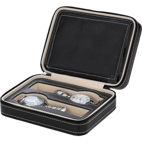 2/4 /8Grids PU Leather Watch Box Watch Organizer Storage Watches Display Case Tray Zippere Travel Jewelry Watch Collector Case