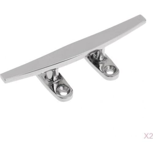 2 Pieces Marine 316 Stainless Steel Heavy Duty Open Base Boat Rope Cleat - 5 Inch
