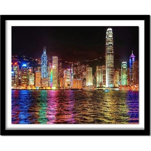 5D DIY diamond embroidery night city landscape diamond painting Cross Stitch full square Rhinestone home decor
