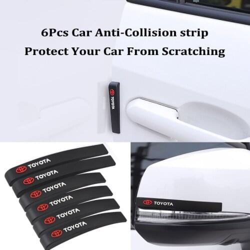 6Pcs Car Anti Collision Bumper Strip Sticker Auto Body Protection Decal Exterior For Toyota C-HR RAV4 Yaris Camry Land Cruiser