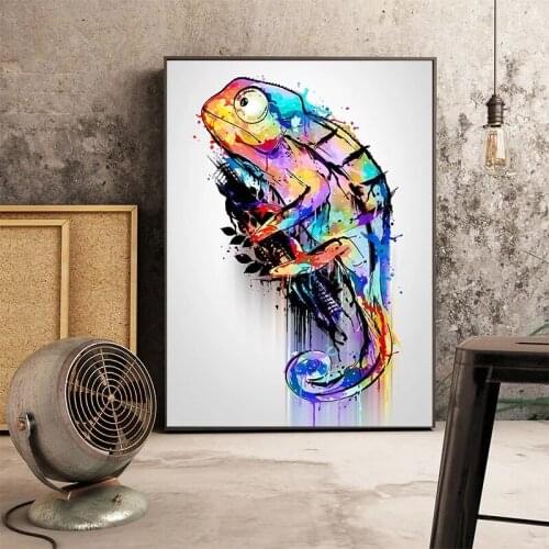 Abstract Chameleon Canvas Painting Animal Graffiti Wall Art Home Decor Posters and Prints Modern Picture for Living Room Decor