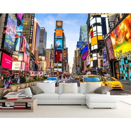 Beibehang Custom Photo Walls New York Modern Trees Architecture Times Square TV Background Wall Home Decor Wallpaper behang