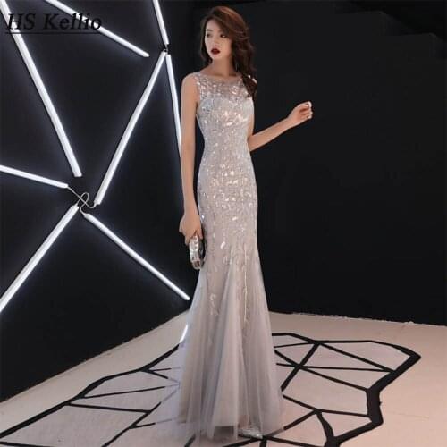 Shiny Evening Dress Mermaid Silver Sequins Formal Occasion Dresses Evening Elegant Women
