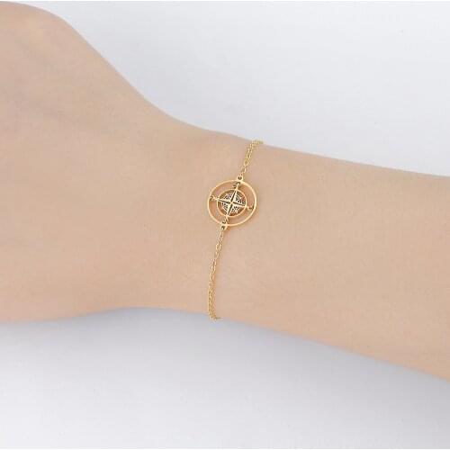 New Arrival Stainless Steel Compass Bracelet North Star Chain Bracelet Bangle High Quality polish Bracelet as Woman Best Gift