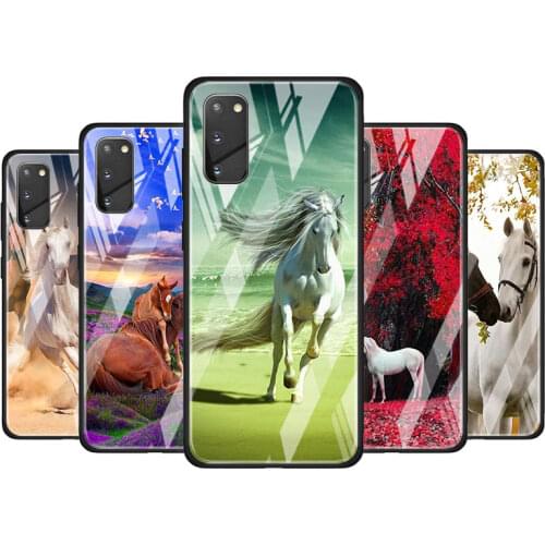 Running Horse Animal for Samsung Galaxy S20 FE Ultra Note 20 S10 Lite S9 S8 Plus Luxury Tempered Glass Phone Case Cover