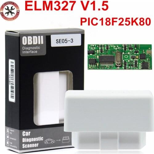 ELM327 V1.5 Bluetooth With PIC18F25K80 Chip OBD2 OBD II Diagnostic Scanner for Android/ PC Support OBD2 Protocols + ELM327 V2.1