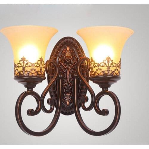 European retro minimalist led wall lamp bedroom bedside iron art lighting fixtures bathroom balcony/aisle bronze wall sconces