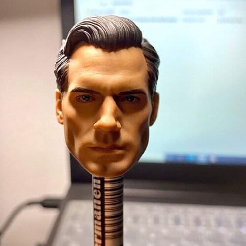 In Stock 1/6 Henry Cavill Head Sculpt PVC Super Hero Head Carving Model Fit 12'' Male Soldier Action Figure Body