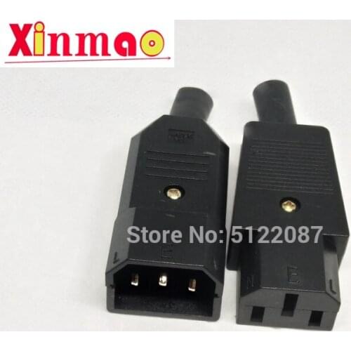 IEC Direct Plug Connector Male/Female 10A 250V Black Master Plug and Public Plug Removable Wire Power Connector 3pin AC Socket