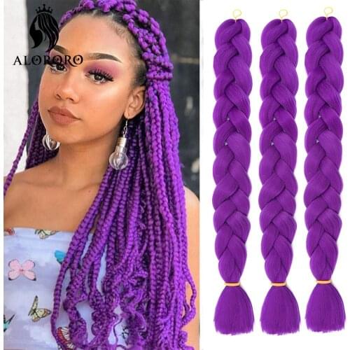 Alororo Ombre Synthetic Hair Braids 82 Inch Jumbo Braiding Hair Extensions Purple Orange Grey Red Hair Braid for Women