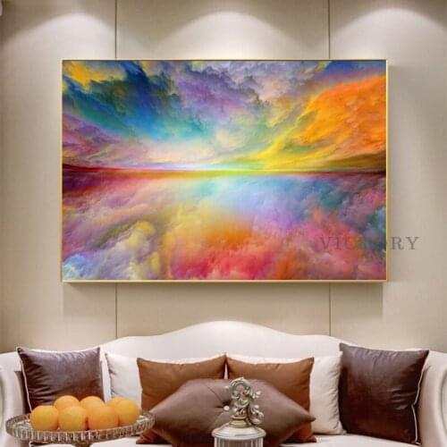 Colorful Cloud Sunset Pictures Landscape Canvas Posters Wall Art Decorative Paintings for Living Room Interior Home Decor