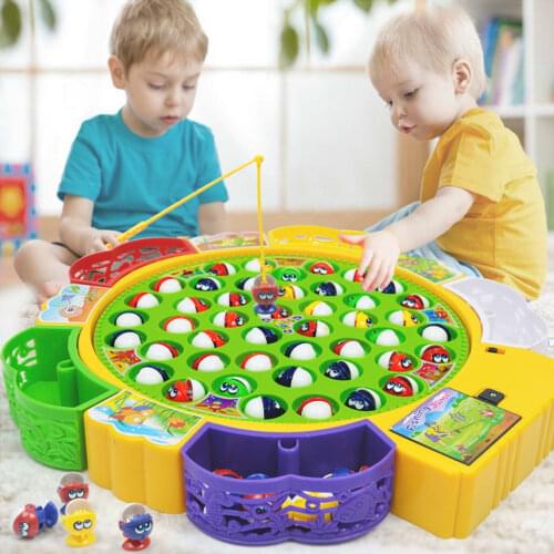 Colorful Fishing Toy Set With Electronic Turntable And 24 Fish