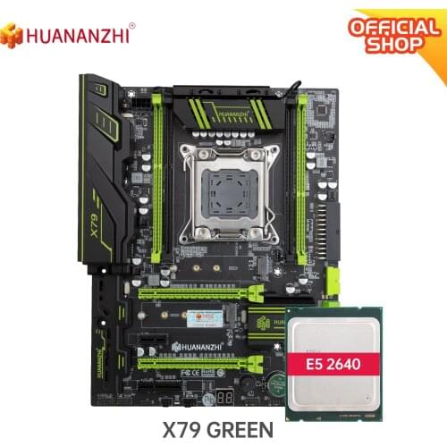 HUANANZHI X79 GREEN 2.49V3.1 X79 motherboard with Intel XEON E5 2640 can use DDR3 memory combo kit set NVME M.2 SATA USB3.0