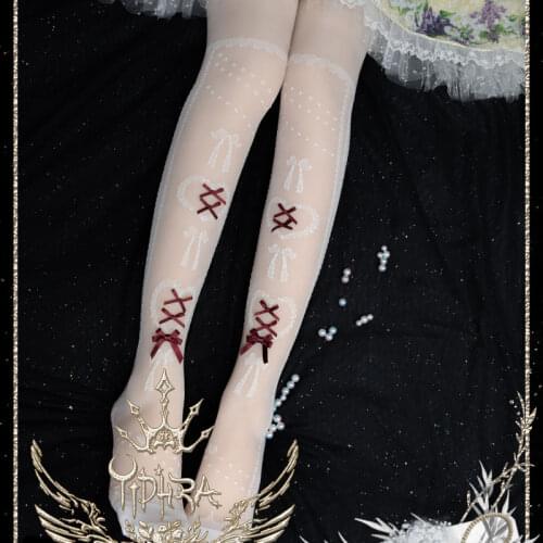 Ophelia Lolita ~ Sweet White Summer Stockings Long Lolita Thigh High Stockings by Yidhra