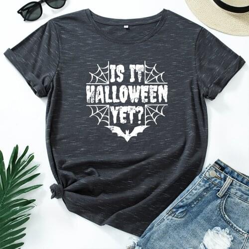 Fashion Letters Halloween Print 100% Cotton T Shirt Tops Female TShirt Women T-Shirt O Neck Short Sleeve Summer Tees