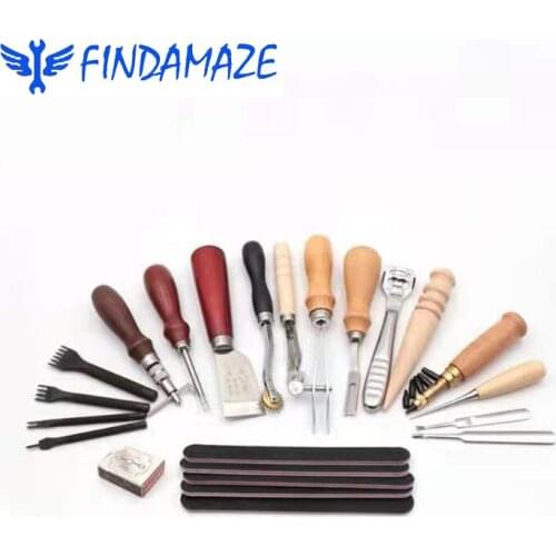 A Set of Professional Craft Tools Leather Tool Set DIV Hand Stitching Stitching Perforated Saddle Slotting Set Accessories