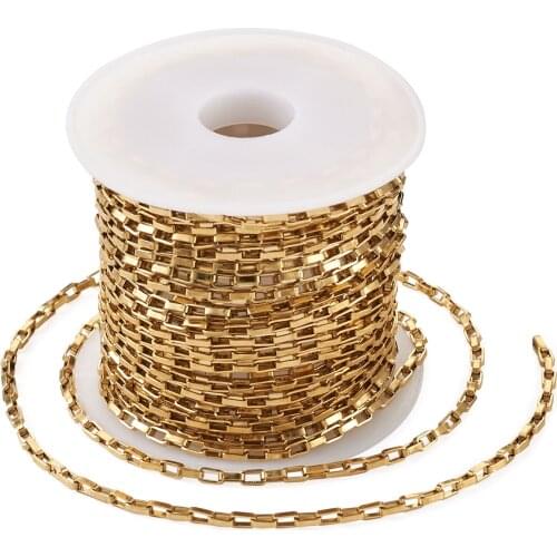 About 5m/Roll 304 Stainless Steel Unwelded Rectangle Box Chains For DIY Necklace Bracelet Jewelry Making Accessories 4x2x1mm