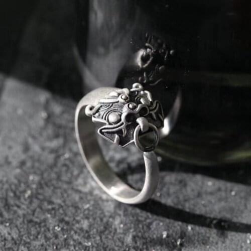 New Gourmet Silver Jewelry Womens Ethnic Style Transfer Silversmith Handmade Niche Design Sansheng III Opening Ring Tide