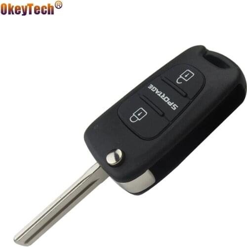 OkeyTech Replacement for Kia Sportage 3 Button Flip Folding Switchblade Auto Remote Uncut Blade Key Shell Blanks Fob Cover Case