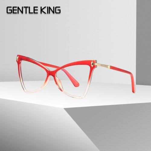GENTLE KING Cat Eye Plastic Titanium Anti Blue Glasses Frames Ultralight Women Optical Fashion Computer Glasses