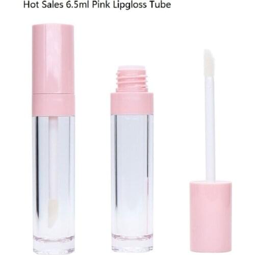 Wholesales Lipgloss Tube Pink Round Refillable Containers Empty Liquid Lipstick Bottle 6.5ml Lip Gloss Wand Tubes 50/100pcs