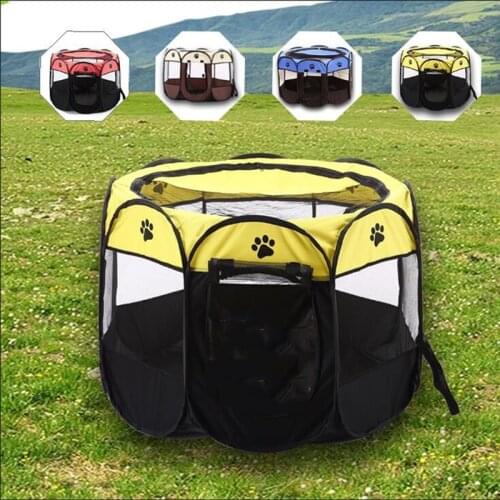 Portable Folding Pet Tent Dog House Octagonal Cage For Cat Tent Playpen Puppy Kennel Easy Operation Fence Outdoor Cat Dogs House