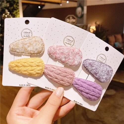 Girls Plush Snap Hair Clips 10pcs Korean Cloth Fabric Knitted Childrens Hairpin Barrettes Kids Hair Accessories Teen Ornaments