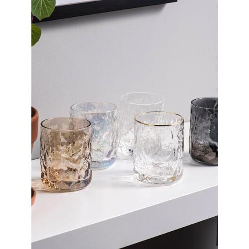 Durable Nordic Drink-ware Glass Cups Breakfast Milk Cup Gold Inlay Mouthwash Cup Embossed Toothbrush Holder Wedding Gift