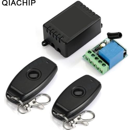 QIACHIP 433MHz Universal Wireless Remote Control DC 12V 1CH Relay Receiver Module RF Switch 1 Button Remote Control Gate Garage