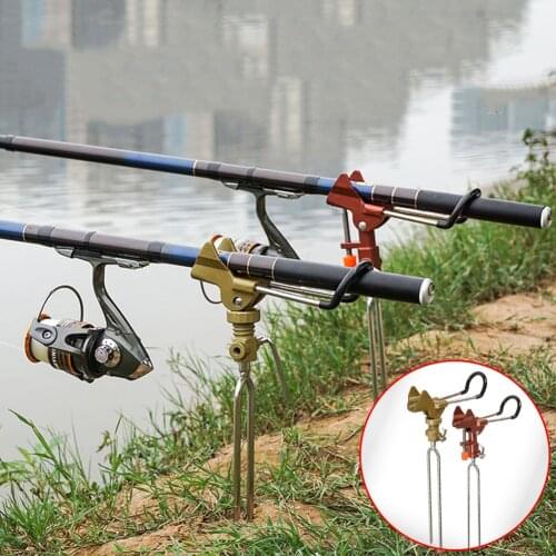 Stainless Steel Fishing Rod Tackle Metal Holder Adjustable Handle Support Stand Rod Holder Fishing Tools