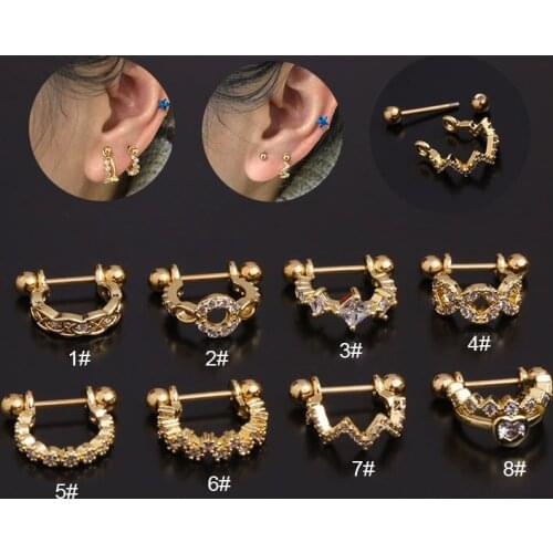 1PC 20g(0.8mm) U Style Bar Cartilage Piercing Stud Helix Jewelry Tragus Conch Rook Earlobe Screw Back Earring