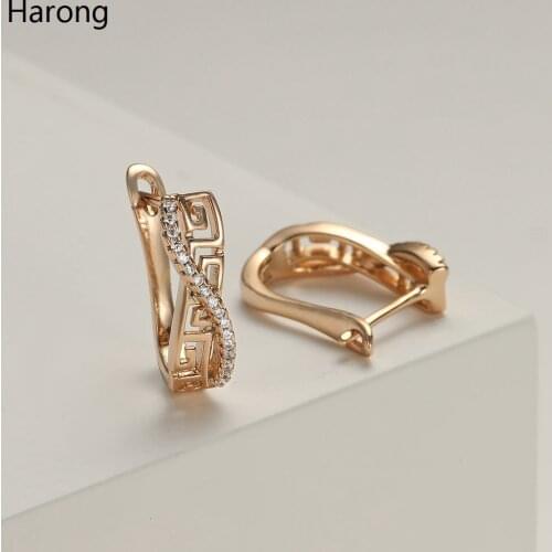 Fashion Copper Golden Natural Zirconia Stud Earrings Metal Material Quality Female Wedding Jewelry Earrings Accessories Gifts