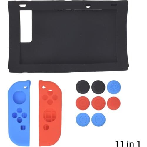 11 in 1 Silicone Shockproof Anti-Wear Replacement Protective Sink Cover Set for Nintendo Switch Console NS Joy-Con Controller