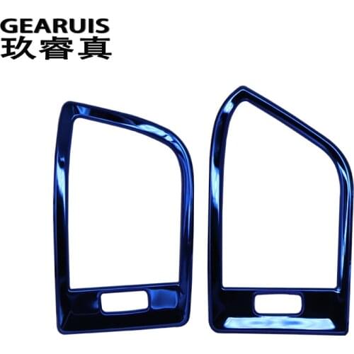 Car-styling Blue Black Stainless Steel Trim Accessories Interior Outlet Decoration cover Ring 2pcs/set For volvo xc60 2010-2017
