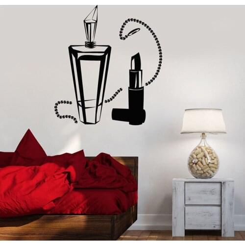 Lipstick Wall Decal Fashion Style Eau Jewellery Door Window Vinyl Stickers Girls Room Beauty Salon Interior Decor Wallpaper E671