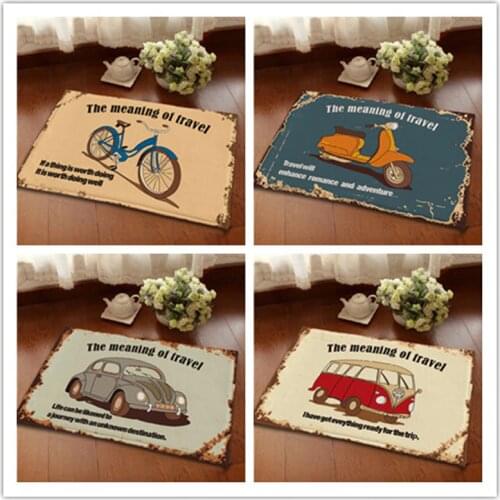 Vintage transport flannel Carpet bathroom water absorption non-slip rug bedroom Porch doormat floor Kitchen Rugs