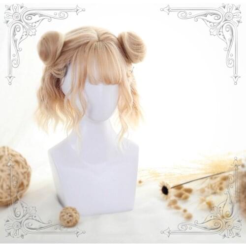 High Quality Lolita Golden Gradual Change Female Wig Water Wave Hair Cosplay Party