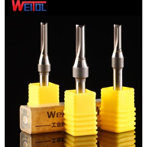 Weitol 6.35mm TCT double flutes straight router bits tungsten carbide wood milling cutter two flutes straight bit