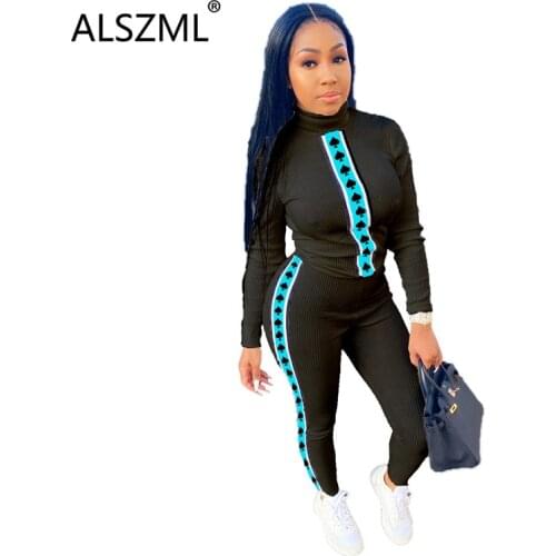 Hot design full sleeve women set sporty tops and long pant suit lady casual 2 pieces outfits for women suit